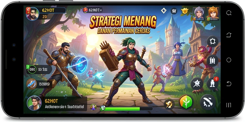 Tangkapan layar gameplay menampilkan strategi pertempuran yang intens.