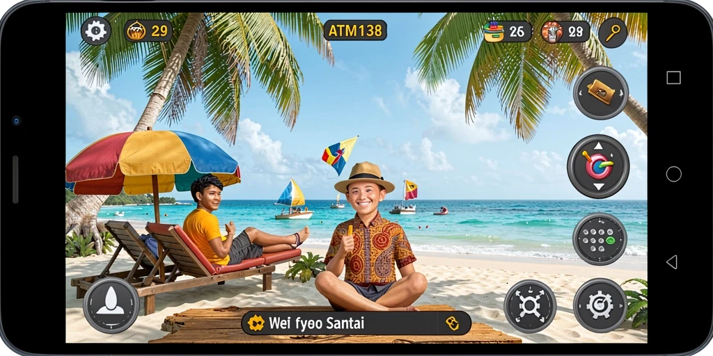 Screenshot menunjukkan gameplay seru dan warna-warni dari ATM138.