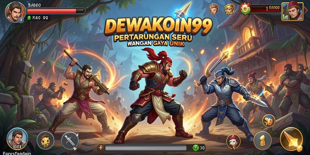 Screenshot menampilkan pertarungan epik antara karakter dalam DEWAKOIN99.