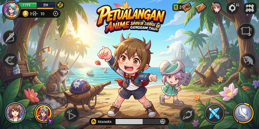 Gameplay F7F7 menampilkan karakter anime dalam aksi seru.