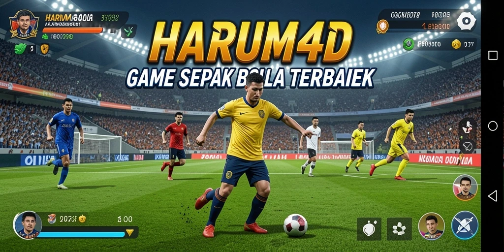 Screenshot gameplay <strong>HARUM4D</strong> menunjukkan pertandingan seru sepak bola.