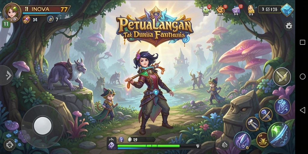 Tangkapan layar utama <strong>INOVA77</strong> menampilkan aksi seru dalam pertempuran ARPG.