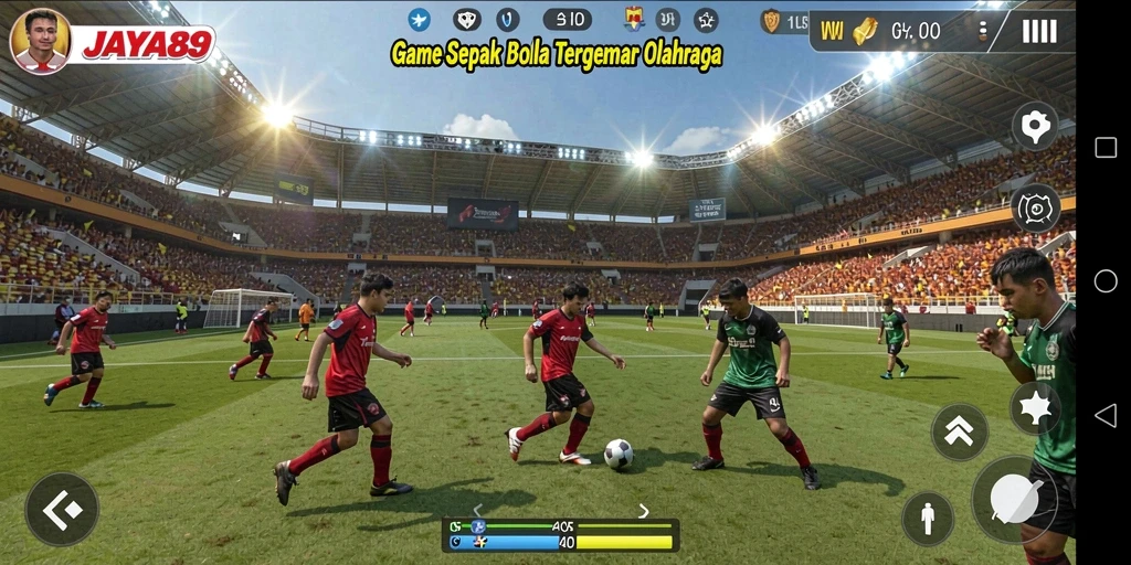 Tampilan utama gameplay JAYA89 yang menegangkan dan penuh aksi sepak bola.