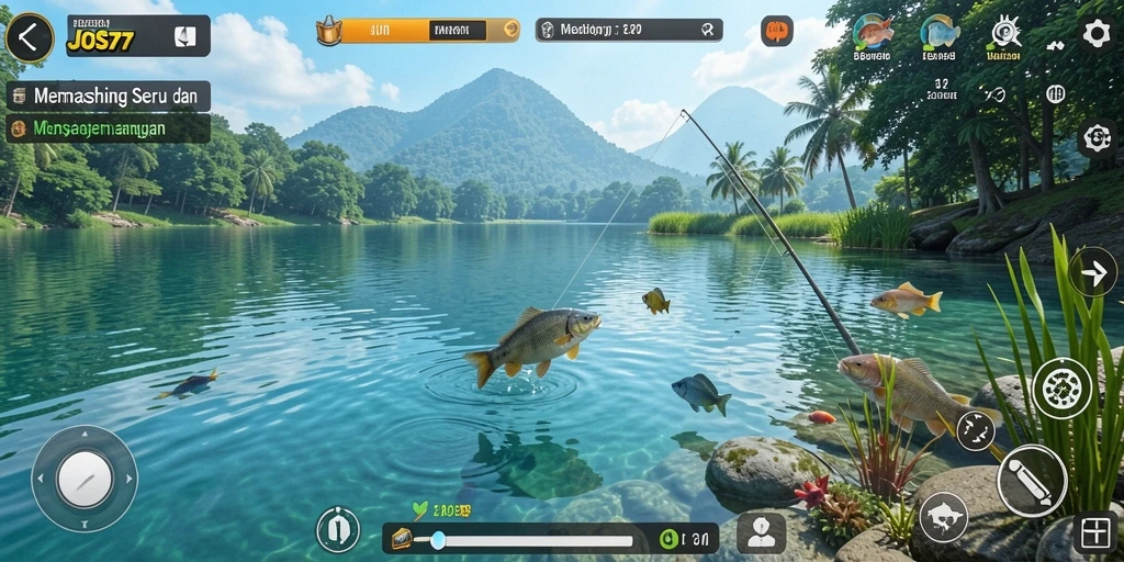 Gameplay menarik dalam JOS77 yang menampilkan pengalaman memancing yang realistis.