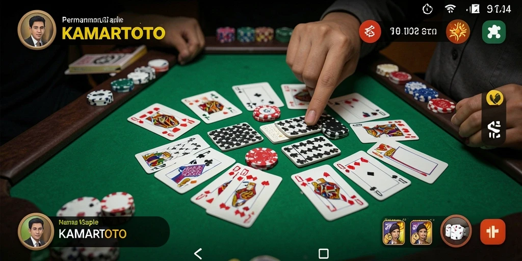Screenshot gameplay KAMARTOTO menampilkan serunya bermain Gaple.