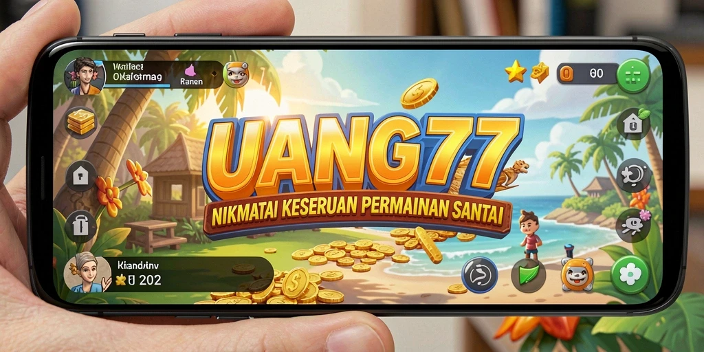 Tangkapan layar UANG77 memperlihatkan suasana gameplay yang santai dan ceria.